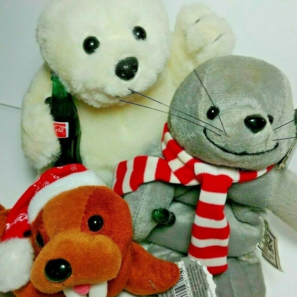 Coca Cola Arctic Friends Vintage Collectible Bean Bag Plush Stuffed Toy Lot Of 3 - Picture 2 of 10